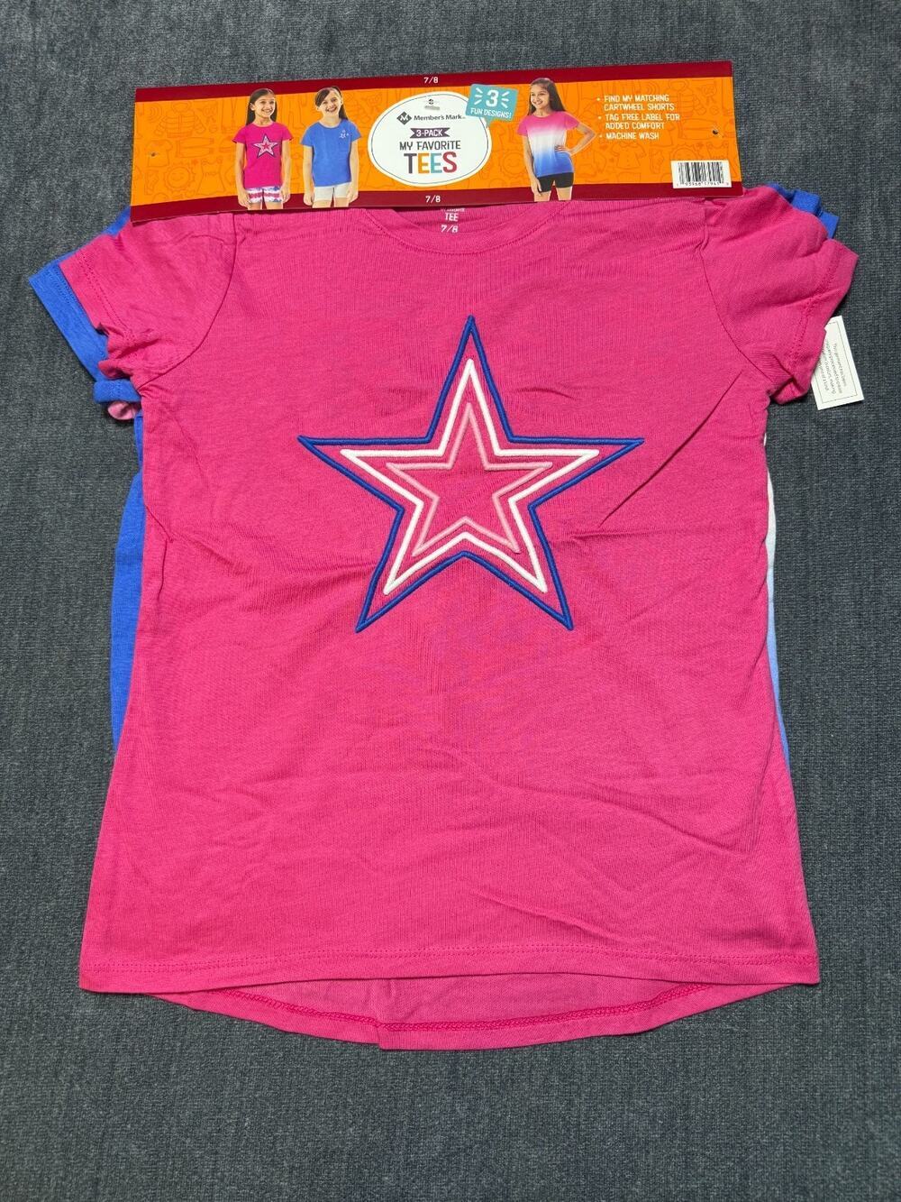 NWT Member's Mark My Favorite T-Shirt Girls 7/8 Multi Short Sleeve - Lot of 3